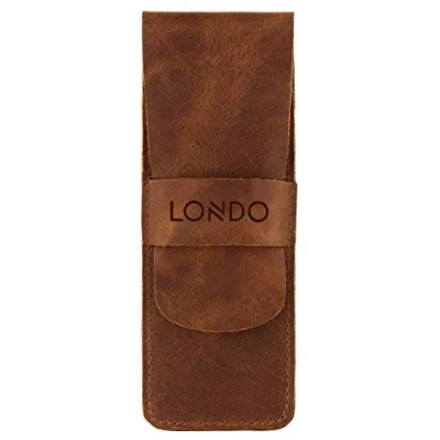 Afbeelding van Londo Pennenetui van echt leer (zwart), Bruin, Pen Case