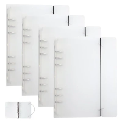Afbeelding van A5 ringmaphoes, set van 4 navulbare ringmappen, 6 gaten, transparante harde plastic kaft voor vulpapier, maphoes