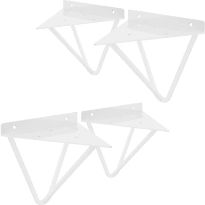 Afbeelding van ML Design 4 stuks planksteun 160 mm, wit, gemaakt van metaal, driehoekige planksteunen, zwevende planksteun, haarspeld wandsteun, prisma voor wandmontage, wandplank wandsteun