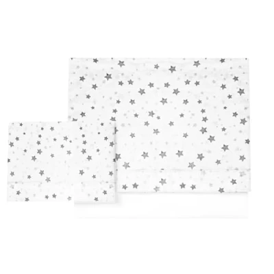 Afbeelding van various Beddengoed voor babybed 60 x 120 cm, beddengoed, 100% extra zacht katoen, gemaakt in Europa (onderkant + laken kussensloop) sterrenprint grijs/wit