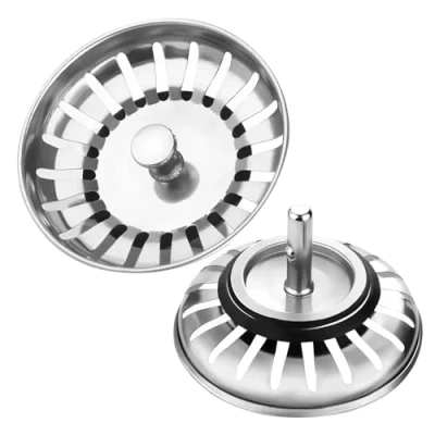 Afbeelding van 2 stuks gootsteenzeef voor keuken, spoelbakfilter, 304 stoppers, roestvrij staal, filter gootsteen, keuken en badkamer, diameter 79 mm.