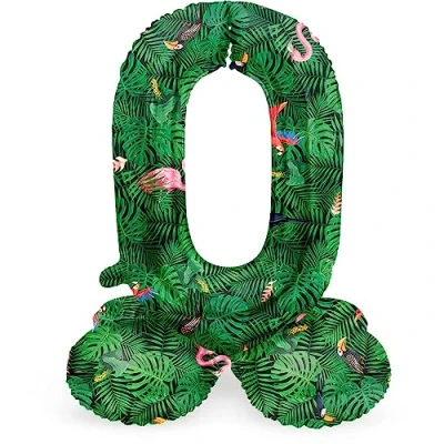 Afbeelding van Folat Staande folieballon Cijfer 0 Jungle Vibe 72 cm