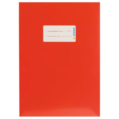 Afbeelding van HERMA 19762 briefpapier omslag DIN A5 met etiketteringsetiket, van stevig en extra sterk karton, notitieboek cover voor schoolschrift, rood