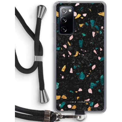 Afbeelding van Case Company® hoesje met Koord geschikt voor Samsung Galaxy S20 FE / 5G Terrazzo N10 Telefoonhoesje Zwart Bescherming aan alle Kanten en Over de Schermrand