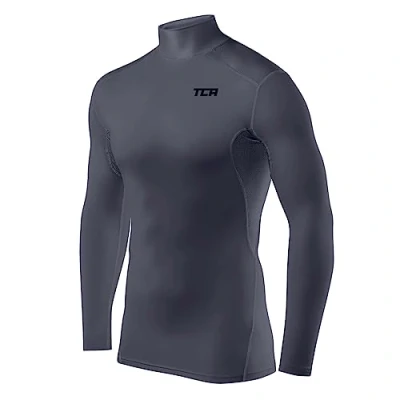 Afbeelding van TCA Mannen HyperFusion Compressie Basislaag Top Lange Mouw Ondershirt Mock Hals Geel, L
