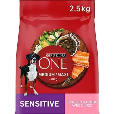 Afbeelding van 2x 2,5kg Purina ONE Medium/Maxi Sensitive Zalm Hondenvoer droog