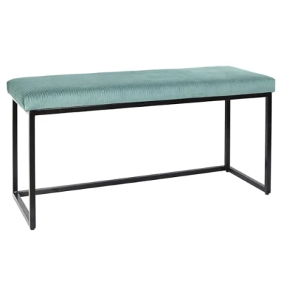 Afbeelding van HOME DECO FACTORY HD6837 Bank Giulia Velours Cotele, metaal ijzer textiel polyester vulling PU blauw eend 100 x 39 49 cm