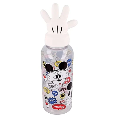Afbeelding van Stor Mickey Mouse Herbruikbare waterfles van kunststof voor kinderen met 3D sluiting en 560 ml inhoud