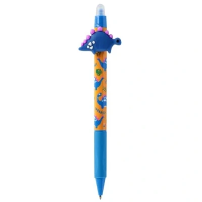 Afbeelding van Bewerkbare Pen Dino, automatische gelpen met gum, blauwe inkt, uitwisbaar, schoolpen 0,7 mm