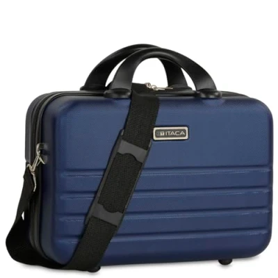 Afbeelding van ITACA Reiskoffers, cabine, middelgroot groot en harde toilettas met 4 wielen van glad ABS Comfortabele lichte kleine handbagage. Low cost Ryanair 771150, marineblauw, 35 cm