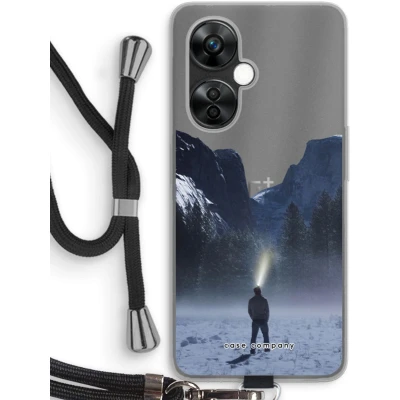 Afbeelding van Case Company® hoesje met Koord geschikt voor OnePlus Nord CE 3 Lite Wanderlust Telefoonhoesje Zwart Bescherming aan alle Kanten en Over de Schermrand