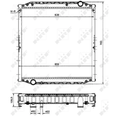 Afbeelding van NRF 51569A Radiateur Aluminium 615 590 58 Met frame Koelribben gesoldeerd