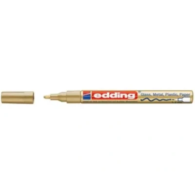 Afbeelding van edding 751 glanslakmarker goud (metallic) 1 verfstift ronde punt 2 mm verfpen voor glas, stenen, hout, plastic, papier waterproof, hoge dekking