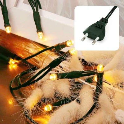 Afbeelding van HELLUM Lichtsnoer 20 leds, 2,85 m lang, klassiek warmwit, &lt; 59 lm, groene lichtketting met stekker, voor kerstboom 579321