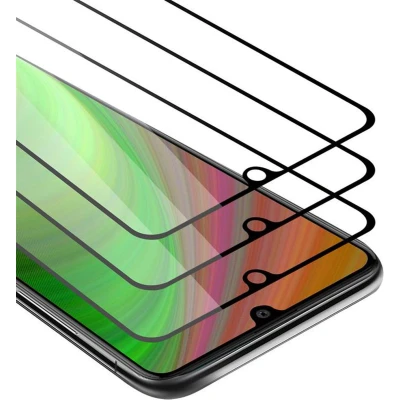 Afbeelding van Cadorabo 3x Screenprotector geschikt voor Samsung Galaxy A41 Volledig scherm pantserfolie Beschermfolie in TRANSPARANT met ZWART Getemperd (Tempered) Display beschermend glas 9H hardheid 3D Touch