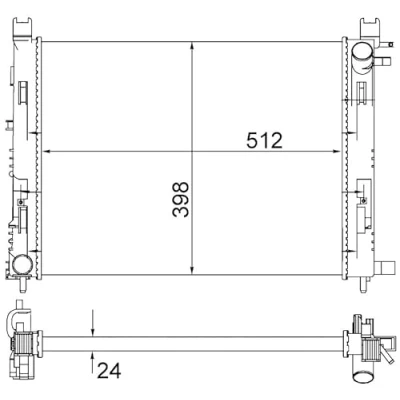 Afbeelding van MAHLE ORIGINAL CR 2166 001S Radiateur 512 396 24 Koelribben mechanisch gelast DACIA: SANDERO 2, Duster Off Road, Dokker Estate, RENAULT: Clio 4