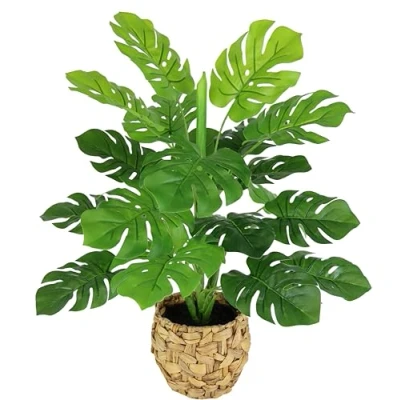 Afbeelding van Flair Flower Kunstmatige splitphilo plant met bloempot monstera echte touch zijden decoratie groen grote kantoorplant 46 x 35 cm