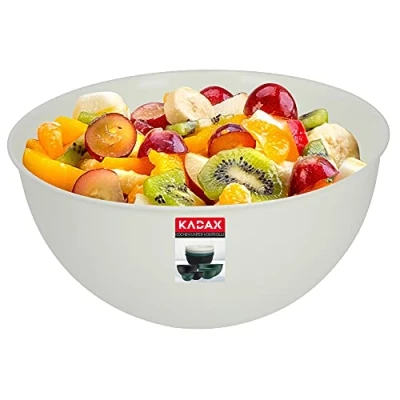Afbeelding van KADAX kunststof kom, slakom, stapelbare mengkom, keukenkom, salade, deeg, vaatwasmachinebestendig (2 l, crème)