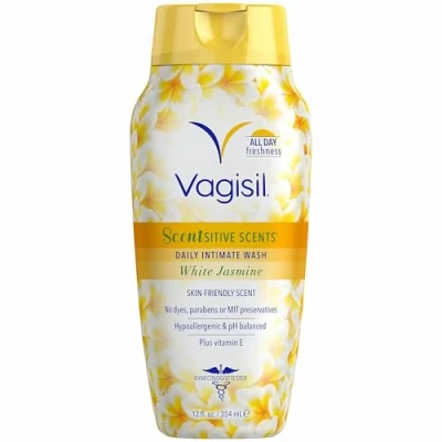 Afbeelding van Vagisil Scentsitive Scents Dagelijkse intieme reiniger voor vrouwen, plus vitamine E, de hele dag frisheid, hypoallergeen, huidvriendelijk, witte jasmijngeur, 354 ml