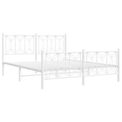 Image de vidaXL Cadre de lit métal avec tête lit/pied blanc 150x200cm