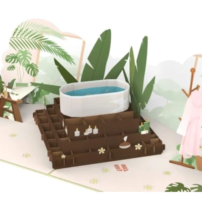 Afbeelding van MOKIO® Pop upkaart Wellness 3D cadeaukaart voor verjaardag of als wenskaart wellness, massage, sauna, spa, schoonheid cosmetica