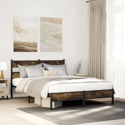 Afbeelding van vidaXL Bedframe zonder matras hout gerookt eikenkleurig 107x200 cm