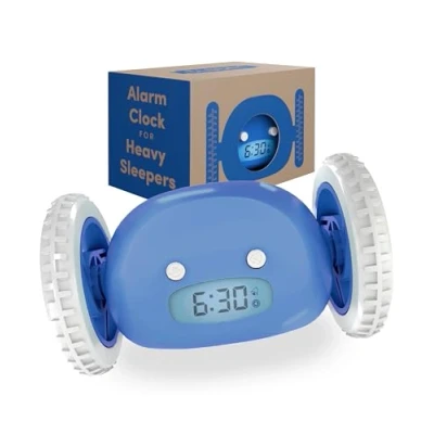 Afbeelding van Clocky Alarm Klok op Wielen Lichtblauw CL BLUE