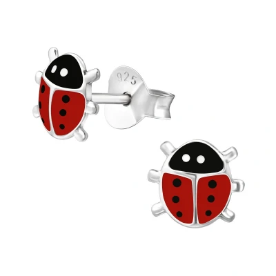 Afbeelding van Lieveheersbeestje zilveren kinder oorstekers oorbellen Meisje Zilver lieveheersbeestjes oorknopjes Zilverana Sterling 925 Silver
