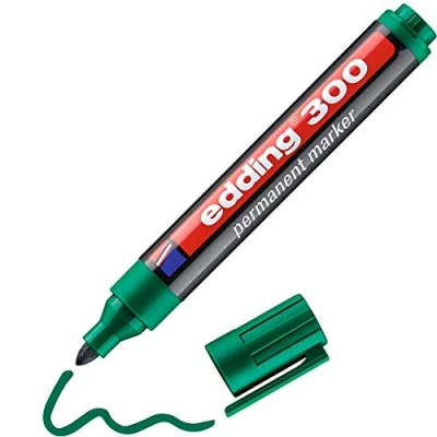 Afbeelding van edding 300 stuks permanente markers, groen, 1 stift, ronde punt 1,5 3 mm, sneldrogend, water en slijtvast, voor karton, kunststof, hout, metaal, glas