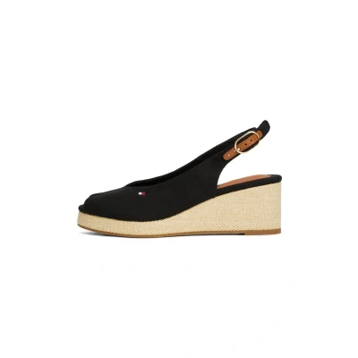 Afbeelding van Tommy Hilfiger FLAG Sandalen met sleehak, Dames, Maat: 36, Black Textiel