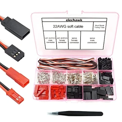 Afbeelding van elechawk 40 stuks Servo stekker mannelijk krimpconnectoren JR JST SYP Futaba compatibele kabelset voor Hitec Spektrum RC
