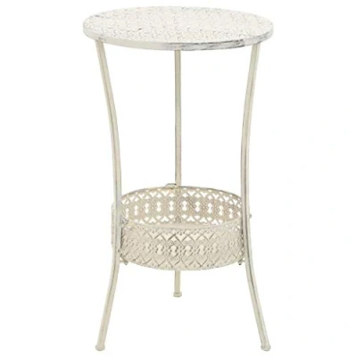 Image de vidaXL Table de bistro Style vintage Ronde Métal 40x70 cm Blanc245938