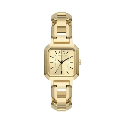 Afbeelding van Armani Exchange Dames horloge goudkleurig met band