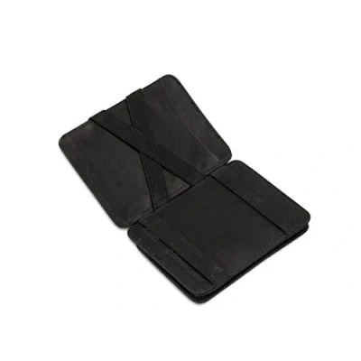 Afbeelding van Hunterson Kleingeld Portemonnee heren en dames leder, Kaarthouder RFID, Portefeuille 6 kaarten, Carbon Zwart