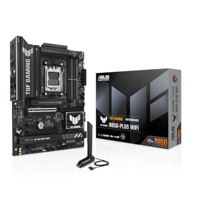 Image de ASUS TUF GAMING B850 PLUS WIFI carte mère ATX Socket AM5 AMD Chipset USB C 3.2 Gen 2x2, Gen2, 2, 1 2.5 Gigabit LAN, Wi Fi 7, Bluetooth graphique embarquée (unité centrale requise) audio HD (8
