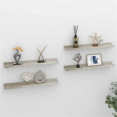 Afbeelding van vidaXL Wandschappen 4 st 60x9x3 cm betongrijs