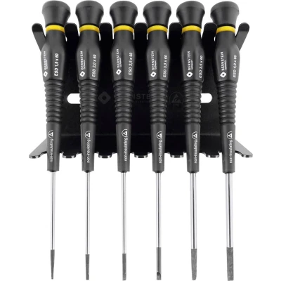 Afbeelding van Bernstein Tools for Electronics Werkzeugfabrik Schroevendraaierset ESD 6 delig Plat