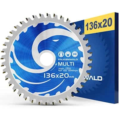 Afbeelding van FALKENWALD ® Cirkelzaagblad van 136 x 20 mm, ideaal voor hout, metaal en aluminium, handcirkelzaagblad, geschikt invalzaag cirkelzaag Bosch &amp; Makita