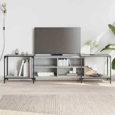 Afbeelding van Tv meubel 203x37x50 cm bewerkt hout grijs sonoma eikenkleurig