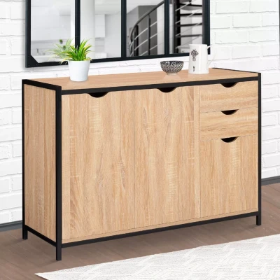Image de Buffet bas DETROIT avec placards et tiroirs design industriel 110 cm