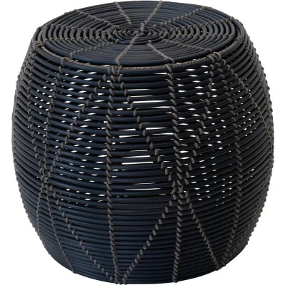 Afbeelding van Poef Birma wicker zwart ø46x40cm