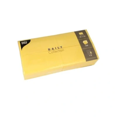 Afbeelding van PAPSTAR Daily Collection servetten, 150 stuks, gevouwen, 8 32 x cm, geel