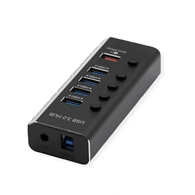 Afbeelding van Roline USB 3.1 Gen 1 hub 4 + poorten Zwart