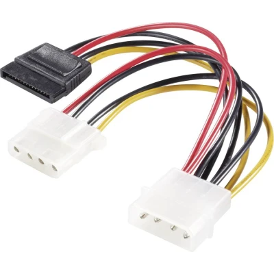 Afbeelding van Renkforce Stroom Y adapter [1x IDE stroomstekker 4 polig 1x SATA stroombus, stroombus polig] 0.15 m Zwart, Rood, Geel