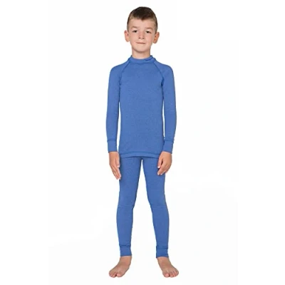 Afbeelding van meteor Thermo ondergoed voor kinderen, 2 delige set skiondergoed met T shirt lange mouwen en onderbroek, jongens meisjes (140 146 cm, blauw)