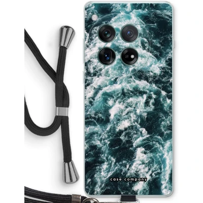 Afbeelding van Case Company® hoesje met Koord geschikt voor OnePlus 12r Zee golf Telefoonhoesje Zwart Bescherming aan alle Kanten en Over de Schermrand