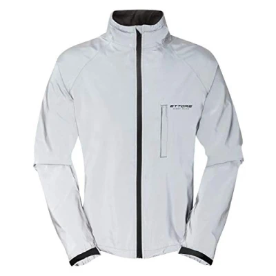 Afbeelding van Ettore Zilverkleurig fietsjack voor heren, geventileerd, waterdicht, hoge zichtbaarheid en reflecterend, Night Glow, zilver.