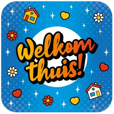 Afbeelding van Welkom Thuis Cartoon Deurbord 50x50cm