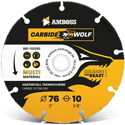 Afbeelding van Amboss Carbide Wolf Multi metalen slijpschijf voor haakse slijpers (Flex, Bosch uva), hout (met nagels), kunststof, gips, doorslijpschijf hout, universeel zaagblad, Speedcutter