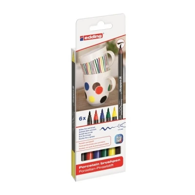 Image de Edding 4200 feutres pinceaux pour porcelaine 6 couleurs